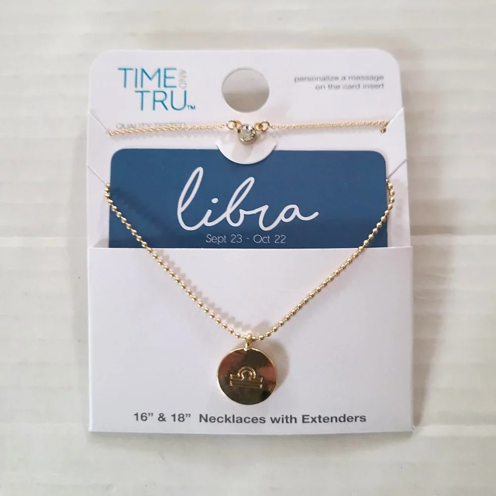 Libra Zodiac Pendant and crystal pendant Necklace 2 piece NEW style gift